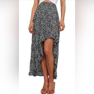 🆕Boho Floral Elastic Waist Split Ruffle High Low Beach Maxi Skirt